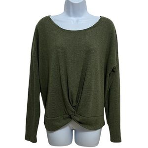 Old Navy Green Ribbed Knot Front Top